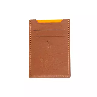 Tarjetero de Cuero Miel con Naranja