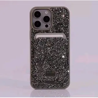 Case Diseño Swarovski Tarjetero Gris Iphone 15 Pro+