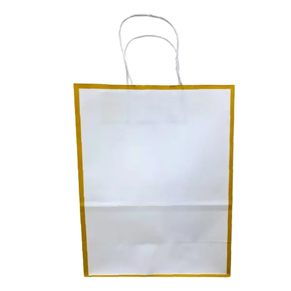 Bolsa De Regalo Blanca Con Borde Dorado