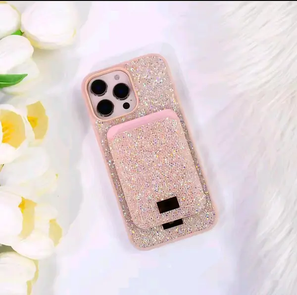 Case Diseño Swarovski Tarjetero Rosado Iphone 15