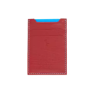 Tarjetero de Cuero Cereza con Azul