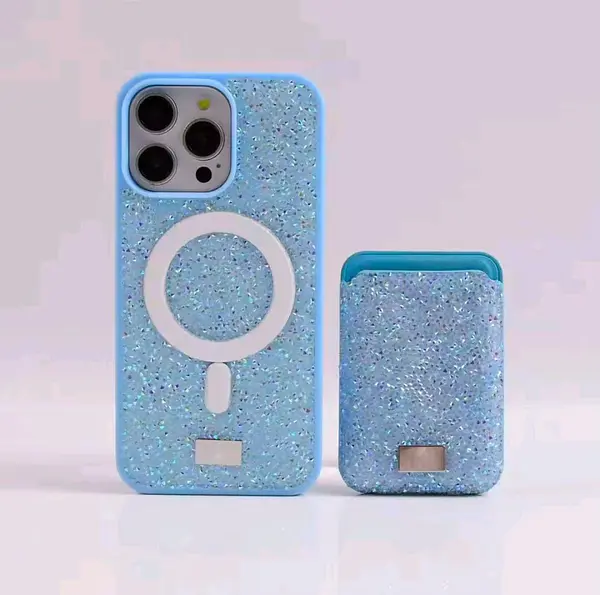 Case Diseño Swarovski Tarjetero Azul Claro Iphone 14 Pro+