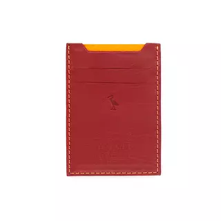 Tarjetero de Cuero Cereza Hilo Naranja