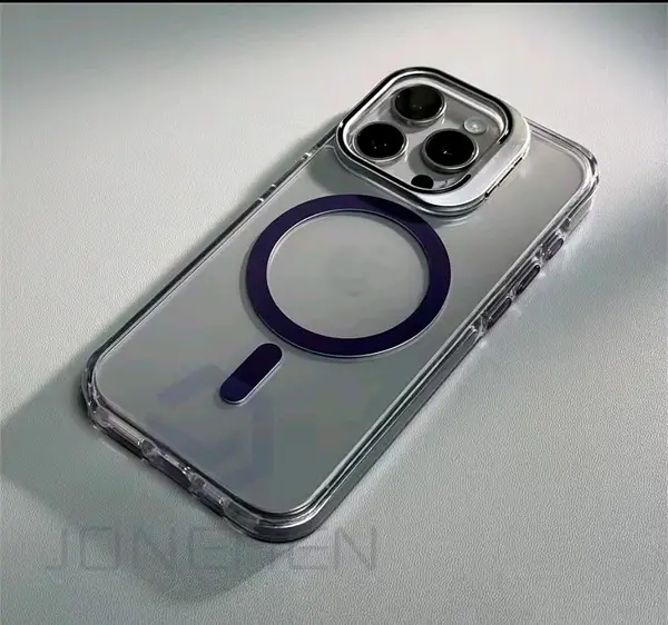 Case Magsafe Soporte Protector Camaras Morado Iphone 16