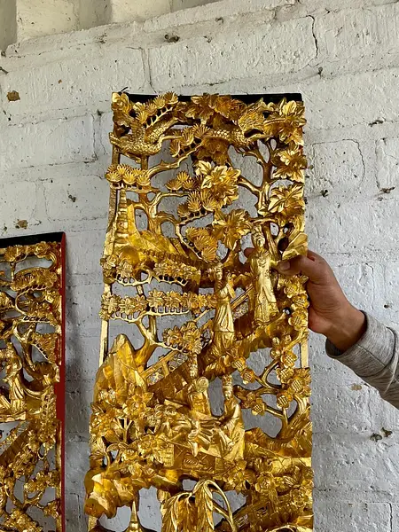 Paneles Madera Tallada Dorada - China 1930