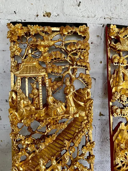 Paneles Madera Tallada Dorada - China 1930