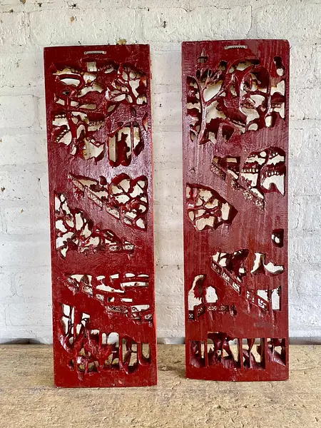 Paneles Madera Tallada Dorada - China 1930