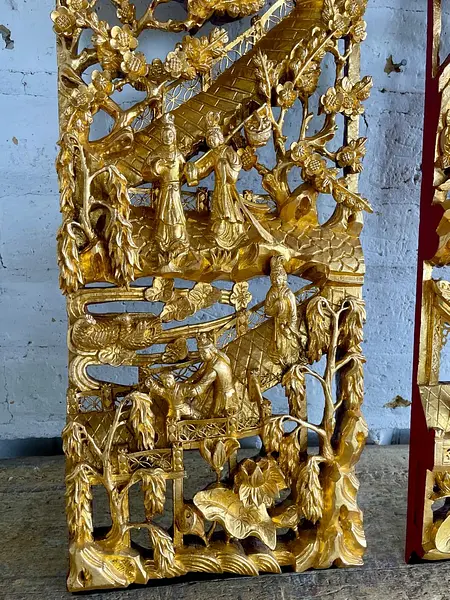 Paneles Madera Tallada Dorada - China 1930