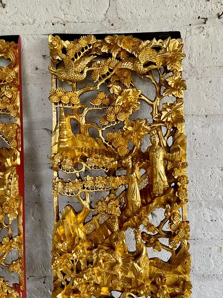 Paneles Madera Tallada Dorada - China 1930