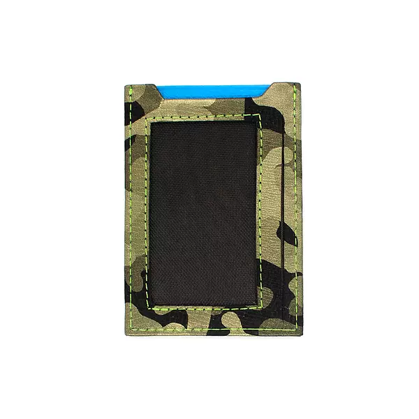 Tarjetero de Cuero Camuflada Azul