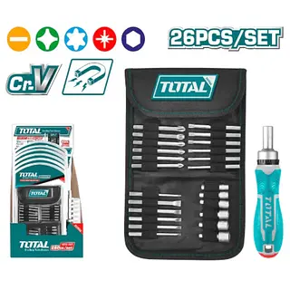 Juego De Puntas Con Destornillador Ractchet 26 Pzs Total