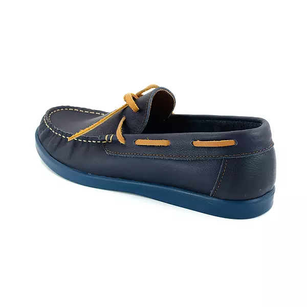 Zapato Mocasine de Cuero Azul Suela Azul