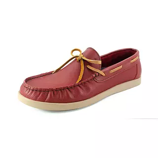 Zapato Mocasine de Cuero Cereza Suela Avellana