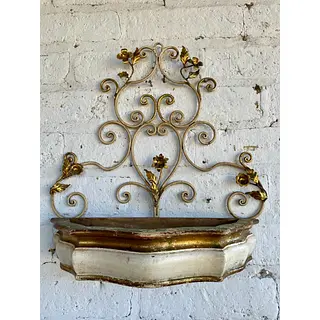 Aplique Florentino Metal Y Madera - Italia 1970