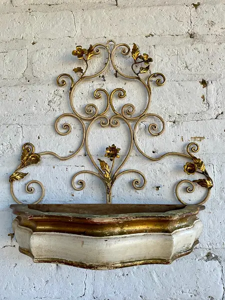 Aplique Florentino Metal Y Madera - Italia 1970