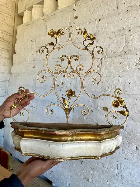 Aplique Florentino Metal Y Madera - Italia 1970