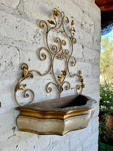 Aplique Florentino Metal Y Madera - Italia 1970