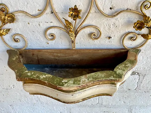 Aplique Florentino Metal Y Madera - Italia 1970