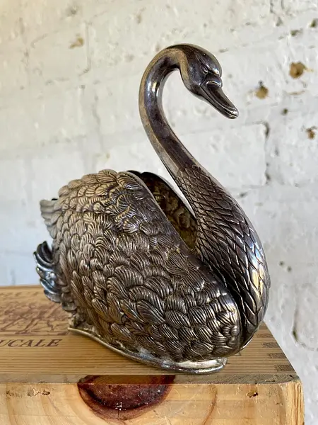 Servilletero Plateado En Forma De Cisne - Italia 1983