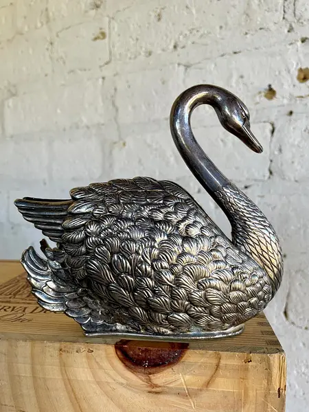 Servilletero Plateado En Forma De Cisne - Italia 1983