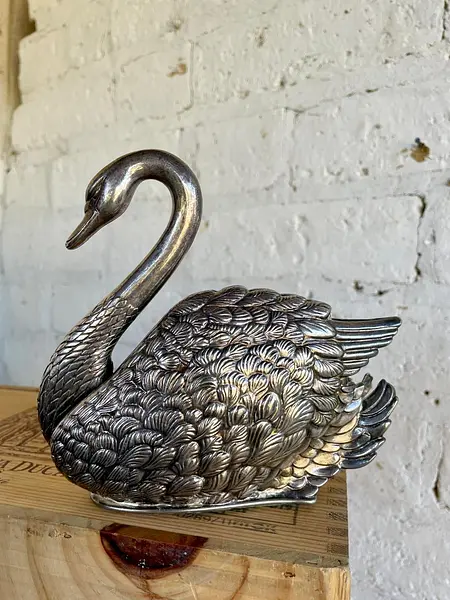 Servilletero Plateado En Forma De Cisne - Italia 1983