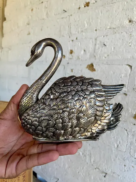 Servilletero Plateado En Forma De Cisne - Italia 1983