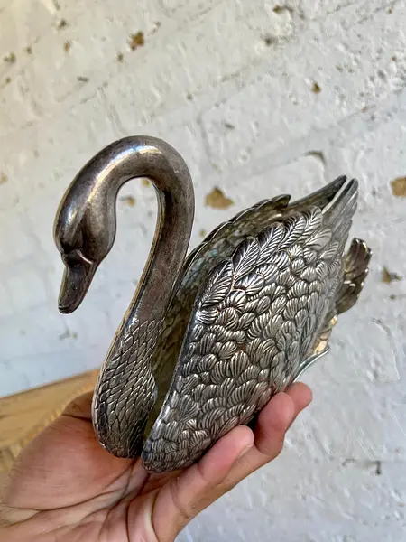 Servilletero Plateado En Forma De Cisne - Italia 1983