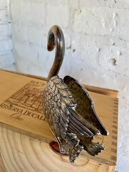 Servilletero Plateado En Forma De Cisne - Italia 1983