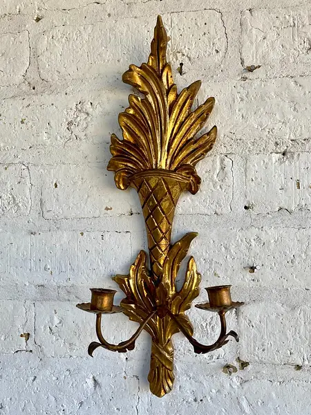 Candelabro Estilo Hollywod Regency 2 Velas - Italia 1960