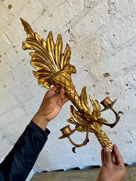 Candelabro Estilo Hollywod Regency 2 Velas - Italia 1960