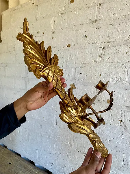 Candelabro Estilo Hollywod Regency 2 Velas - Italia 1960