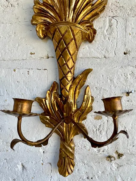 Candelabro Estilo Hollywod Regency 2 Velas - Italia 1960