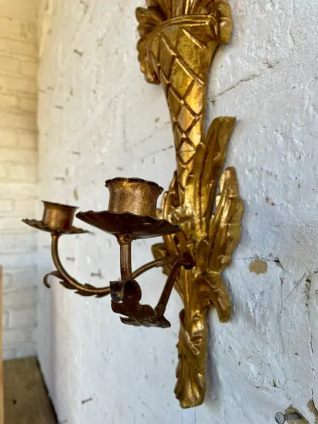 Candelabro Estilo Hollywod Regency 2 Velas - Italia 1960