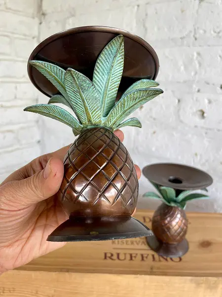 Pareja Candeleros Con Forma De Piña - India 1995