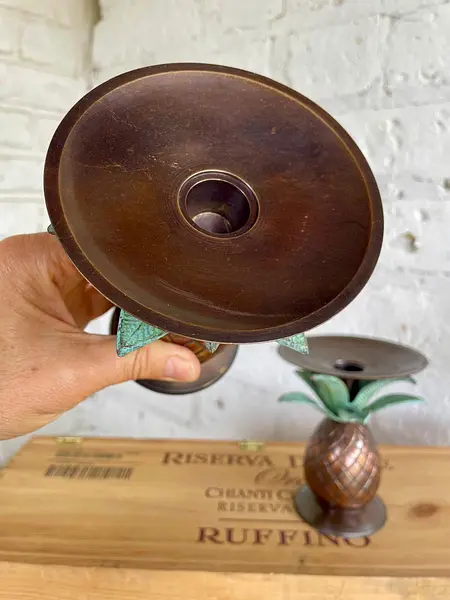 Pareja Candeleros Con Forma De Piña - India 1995