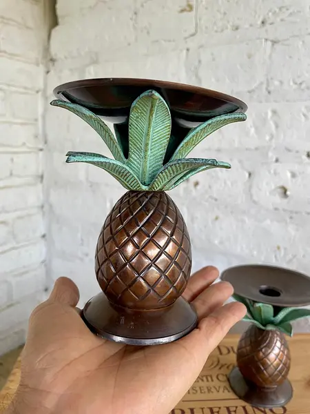 Pareja Candeleros Con Forma De Piña - India 1995