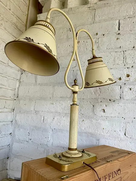 Lámpara Doble Caperuza Toleware - U.S.A. 1960