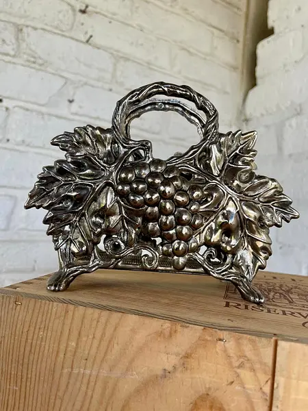 Servilletero Plateado Racimo De Uvas - U.S.A. 1994