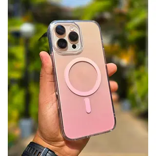 Case Transparente Degrade Rosado Magsafe Iphone 16