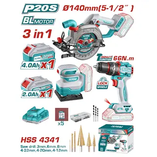 Combo Inalámbrico Taladro + Pulidora + Circular Total 3 En 1