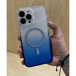 Case Transparente Magsafe Escarcha Azul Iphone 16pro+