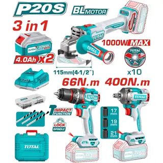 Combo Inalámbrico Taladro + Pulidora + Llave Impacto Total