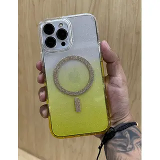 Case Transparente Magsafe Escarcha Amarillo Iphone 13pro+