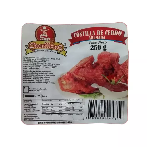 Costilla Ahumada De Cerdo Con Hueso Chorillano