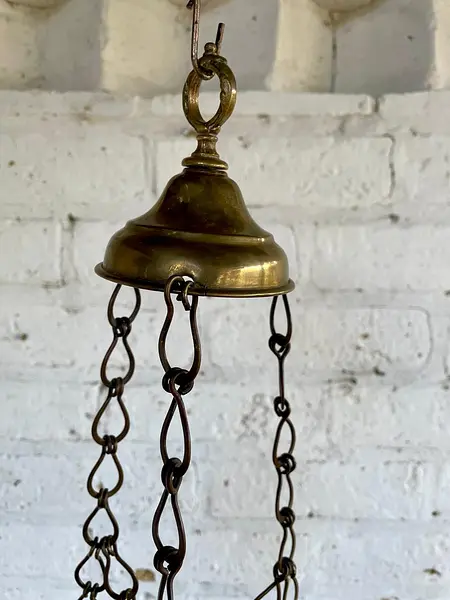 Lámpara De Iglesia En Bronce Con Ángeles - España 1900