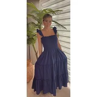 Vestido Azul Rey Encauchado – Estilo Único Y Sofisticado