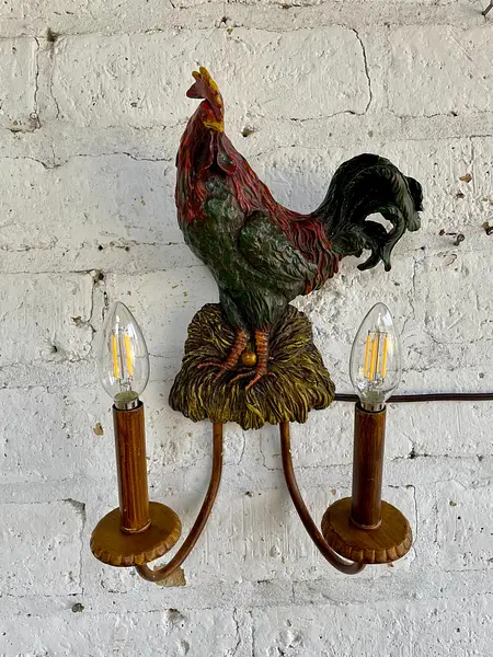 Lámpara 2 Luces Con Diseño De Gallo