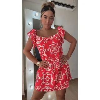 Vestido Escote En V Estampado