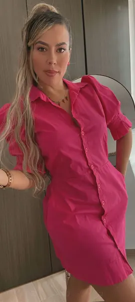 Vestido Camisero Corto Moderno Con Manga