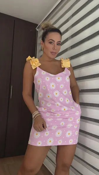Vestido De Tiras Corto Estampado Chic